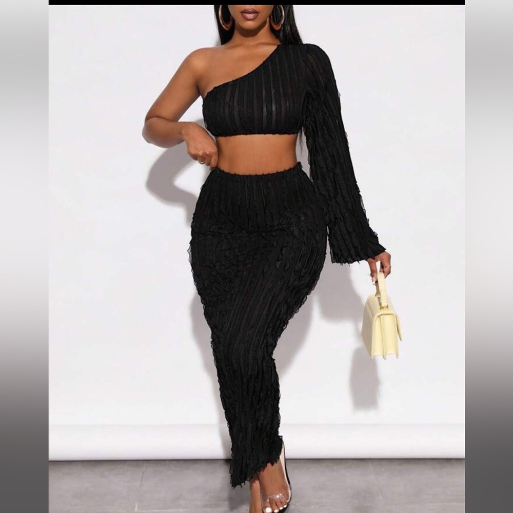 One Shoulder Crop Top & Skirt set